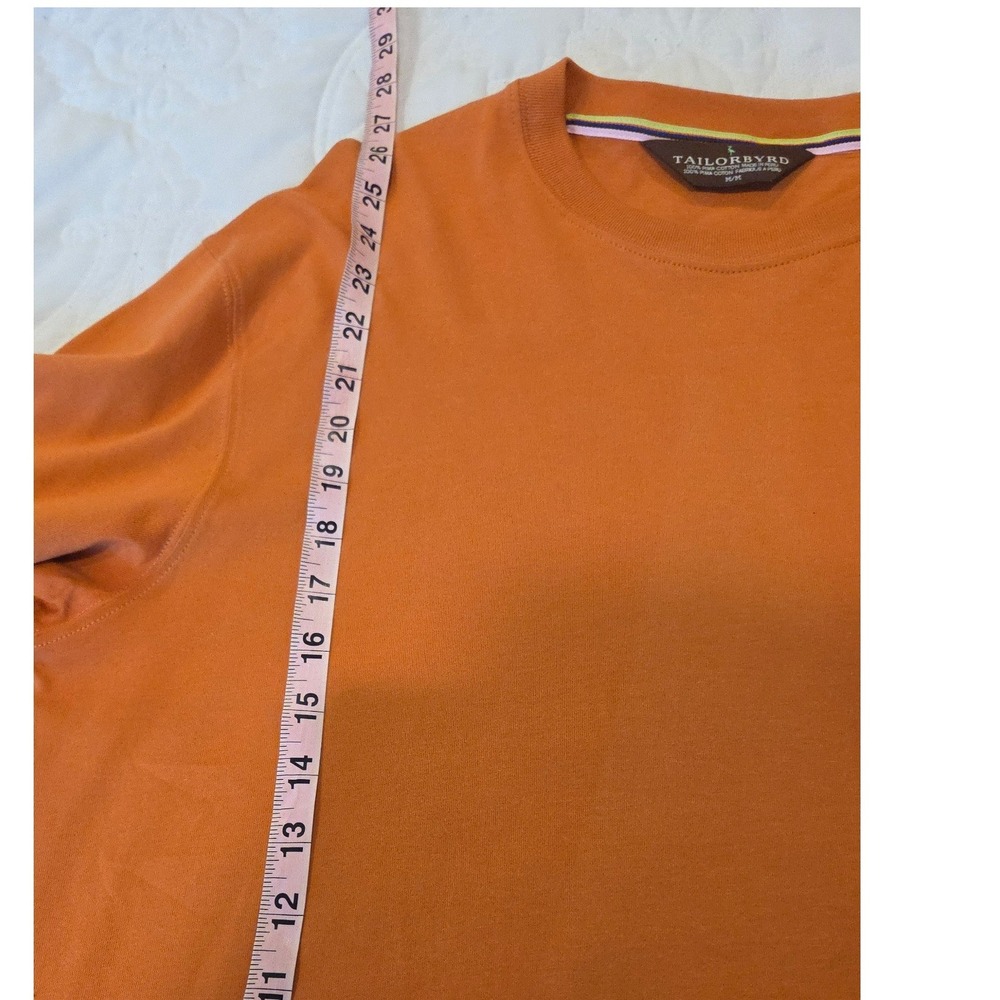 Tailorbyrd Shirt Pima Cotton Long Sleeve Crew Neck Regular Orange Preppy Men M - Picture 6 of 12